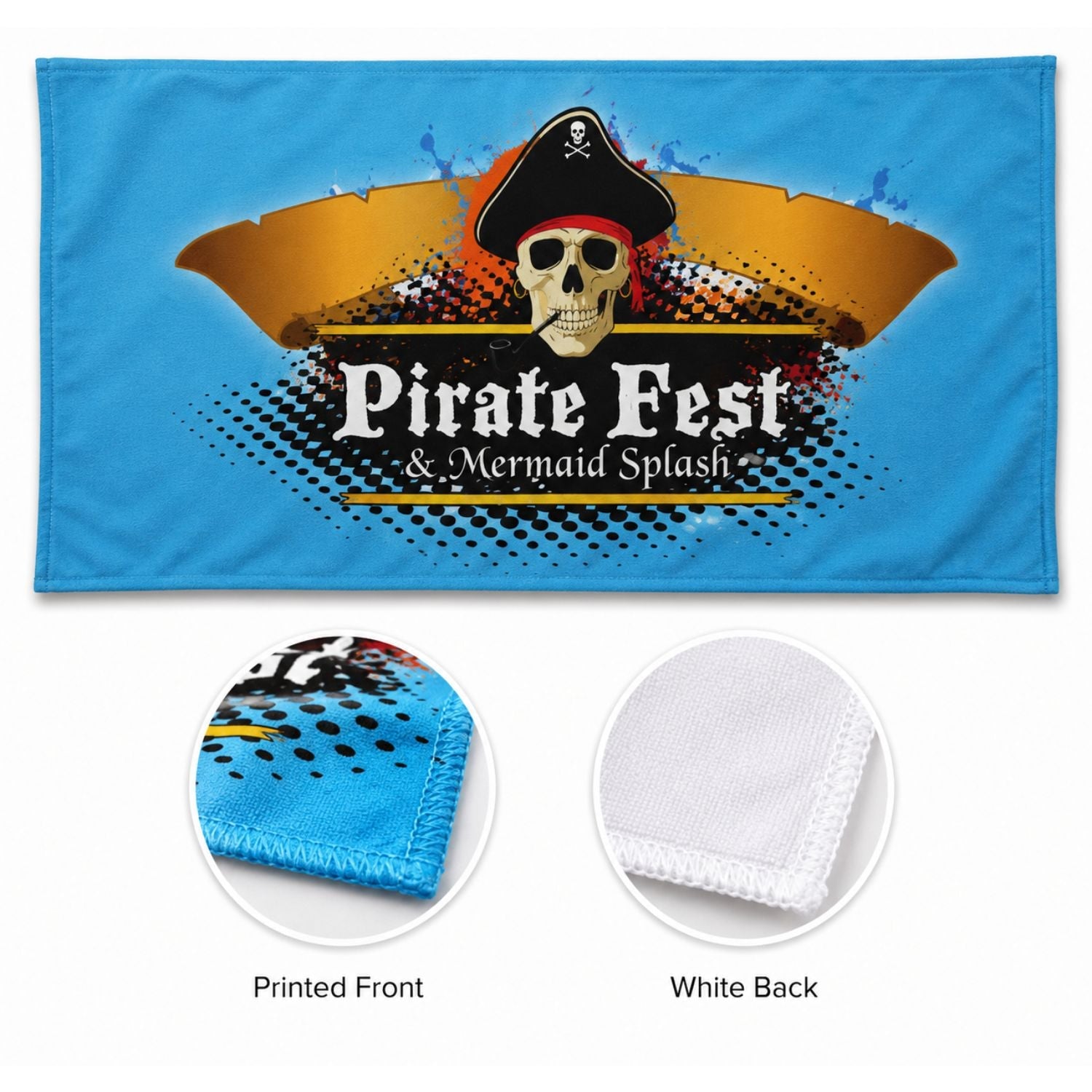 Absorbent Microfiber Dri-Lite Terry Beach, Shower Towel, 30x60, Sublimated Edge to Edge 1 side