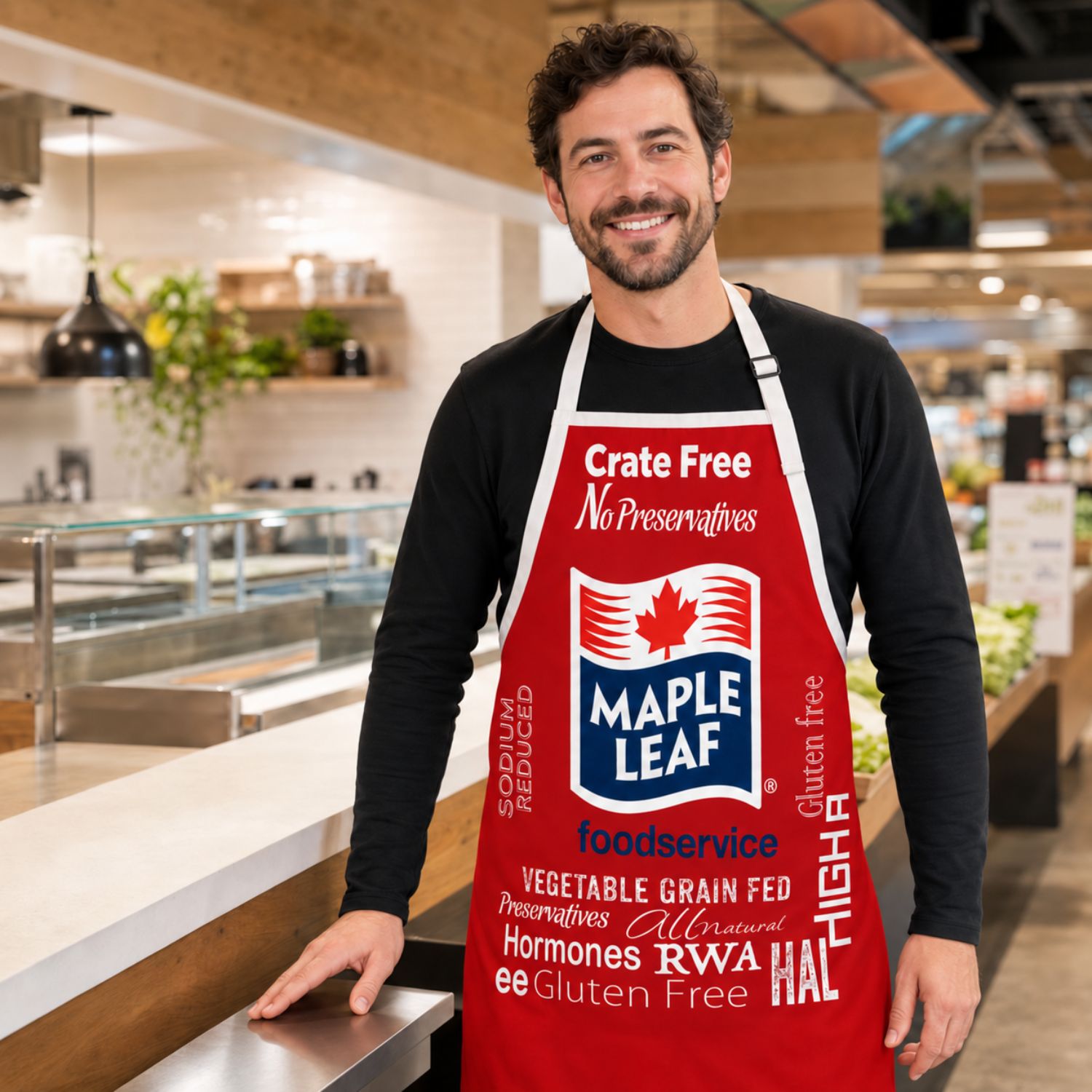 Domestic made Bib Apron, 25x28, No pockets, Adjustable Neck, Sublimated, White or Stock Colored Ties