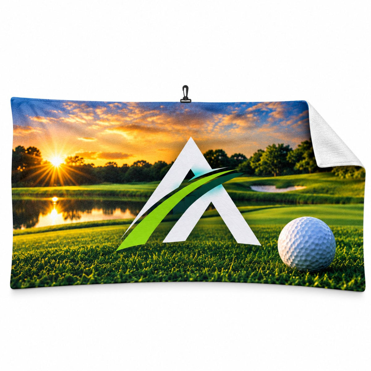 Oversized Golf Towel in Microfiber Dri-Lite Terry, 20x40, with Black Swivel Hook, Sublimated 1 side