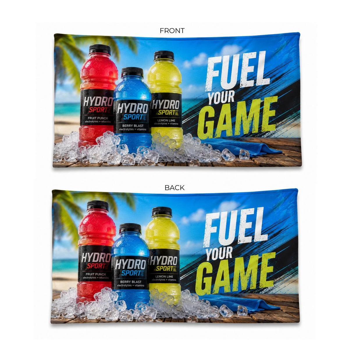 Absorbent Microfiber Dri-Lite Terry Pool Towel, 20x40, Sublimated Edge to Edge 2 sides