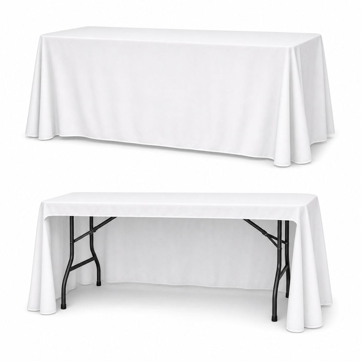 Nappe Sublimée pour Table de 6', Style Drapé, 3 Côtés, Dos Ouvert