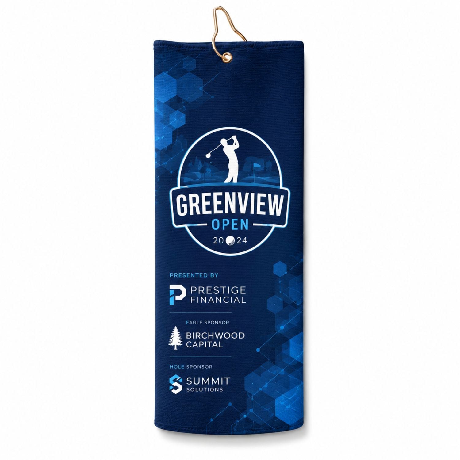 Microfiber Dri-Lite Terry Golf Towel, Finished size 5x18, Trifold Grommet & Hook, Sublimated