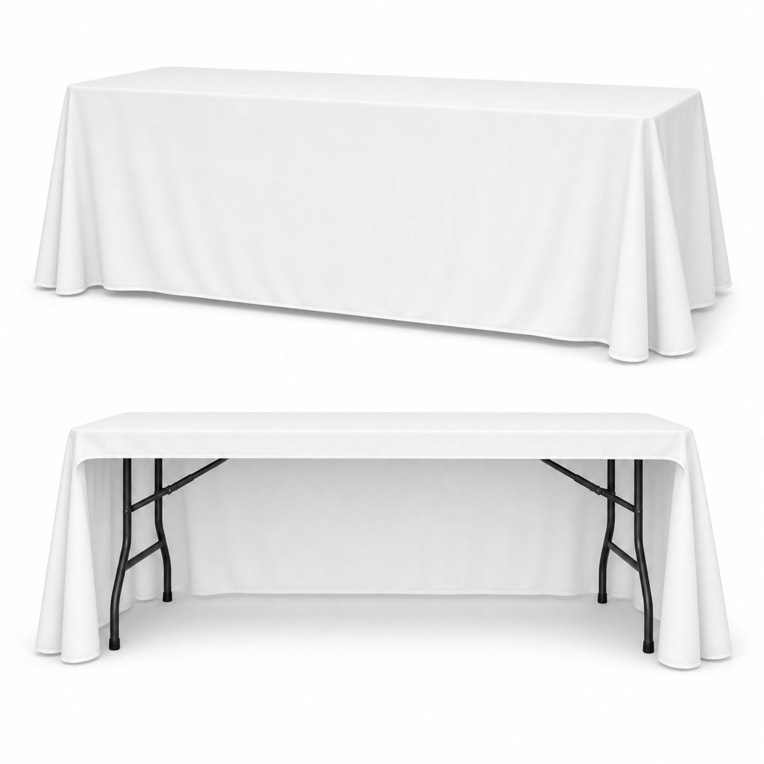 Sublimated Table Cloth for 8' Table, Drape Style, 3 sided, Open Back