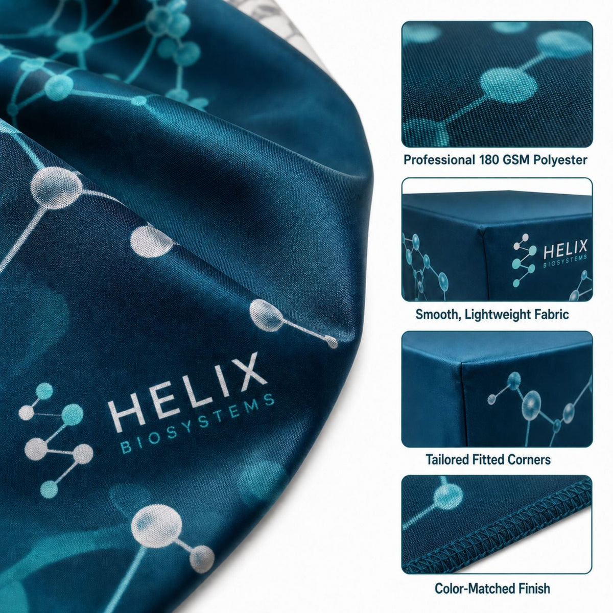 Sublimated Box Style Fitted Tablecloth for 6' Table, 4 sided, Closed Back