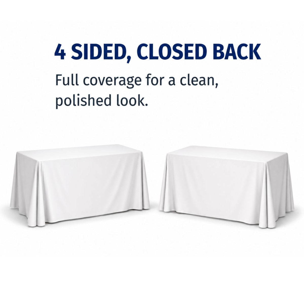 Nappe sublimée pour table de 6 pieds, style drapé, 4 côtés, dos fermé