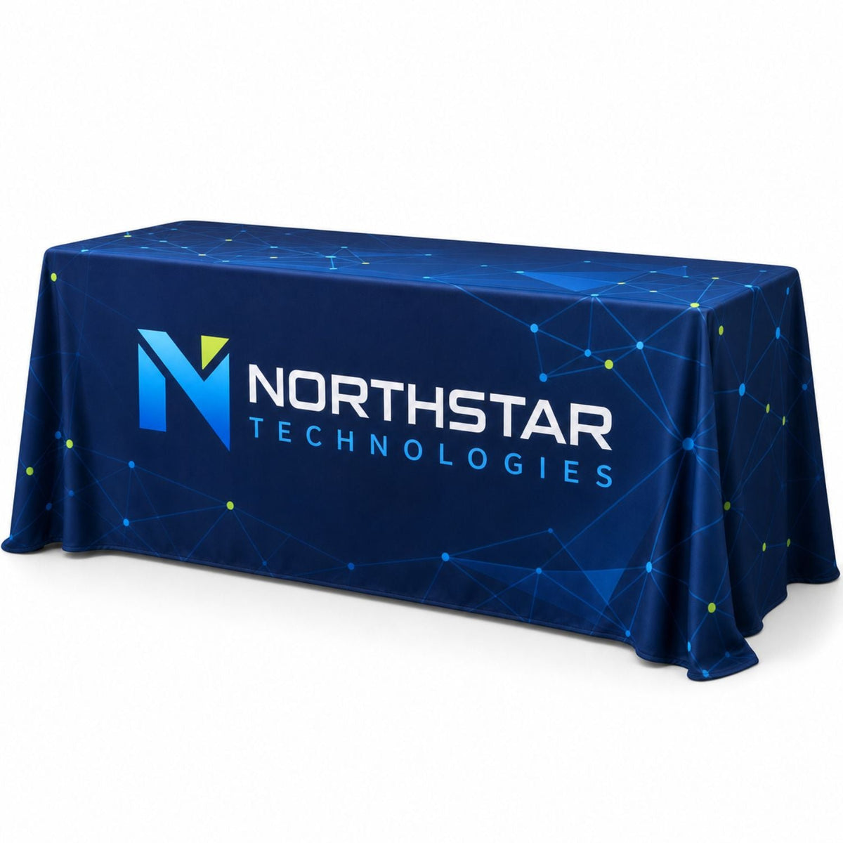 Sublimated Table Cloth for 8' table, Drape style, 4 sided, Closed Back