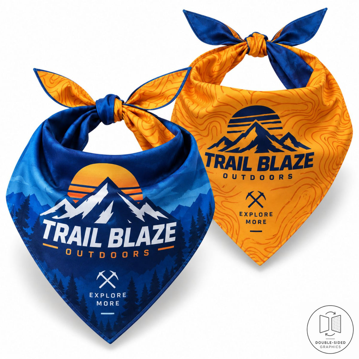 Double Sided Sublimated Bandana, 22x22, Sublimated Edge to Edge 2 sides