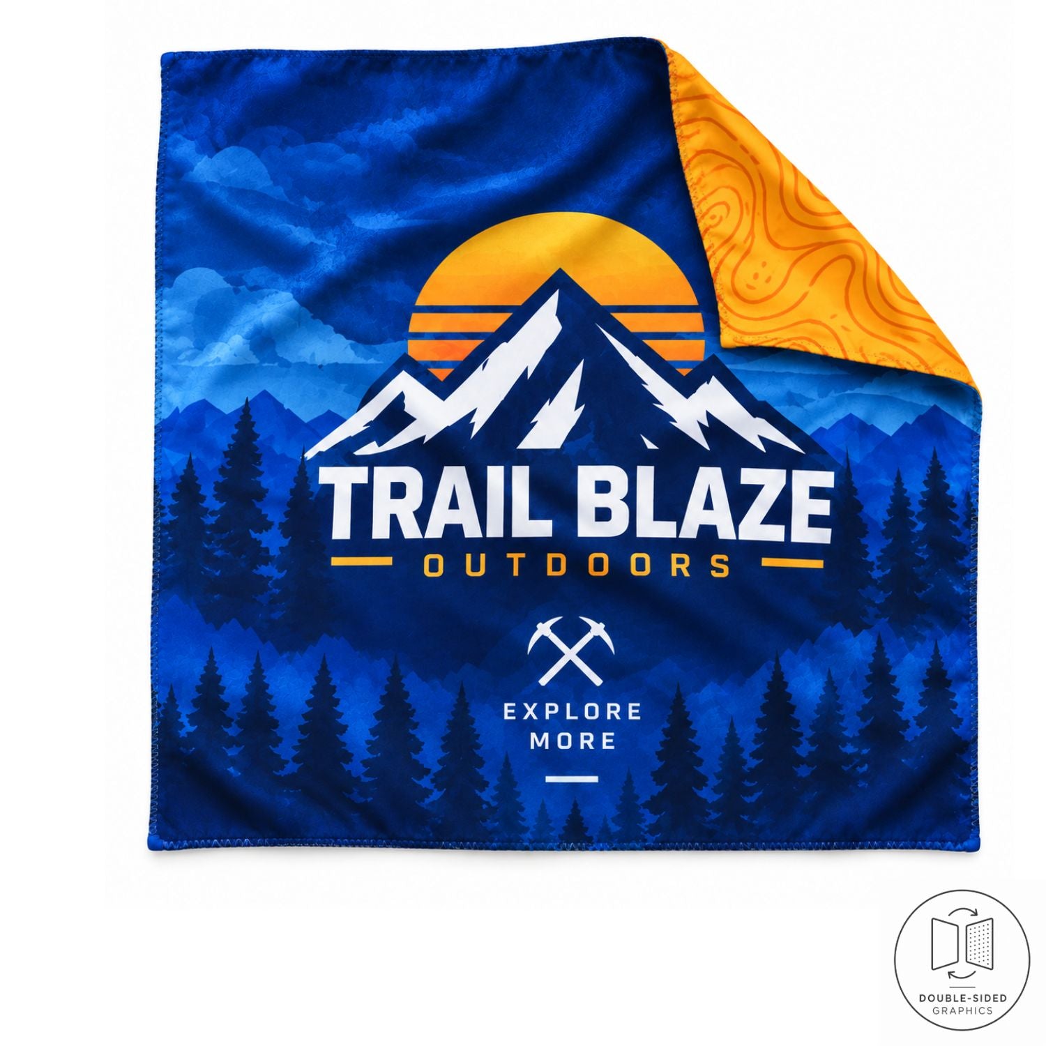 Double Sided Sublimated Bandana, 22x22, Sublimated Edge to Edge 2 sides