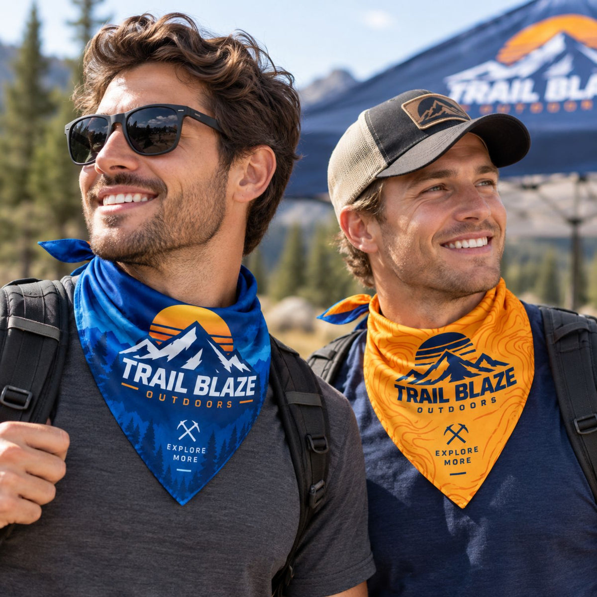 Double Sided Sublimated Bandana, 22x22, Sublimated Edge to Edge 2 sides