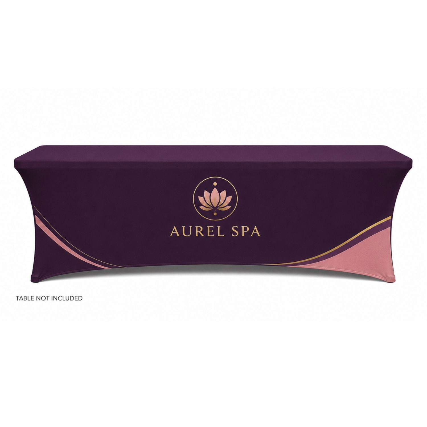 Sublimated Stretch Curved Fit Table Throw for 8ft table, 4 sided, Closed back