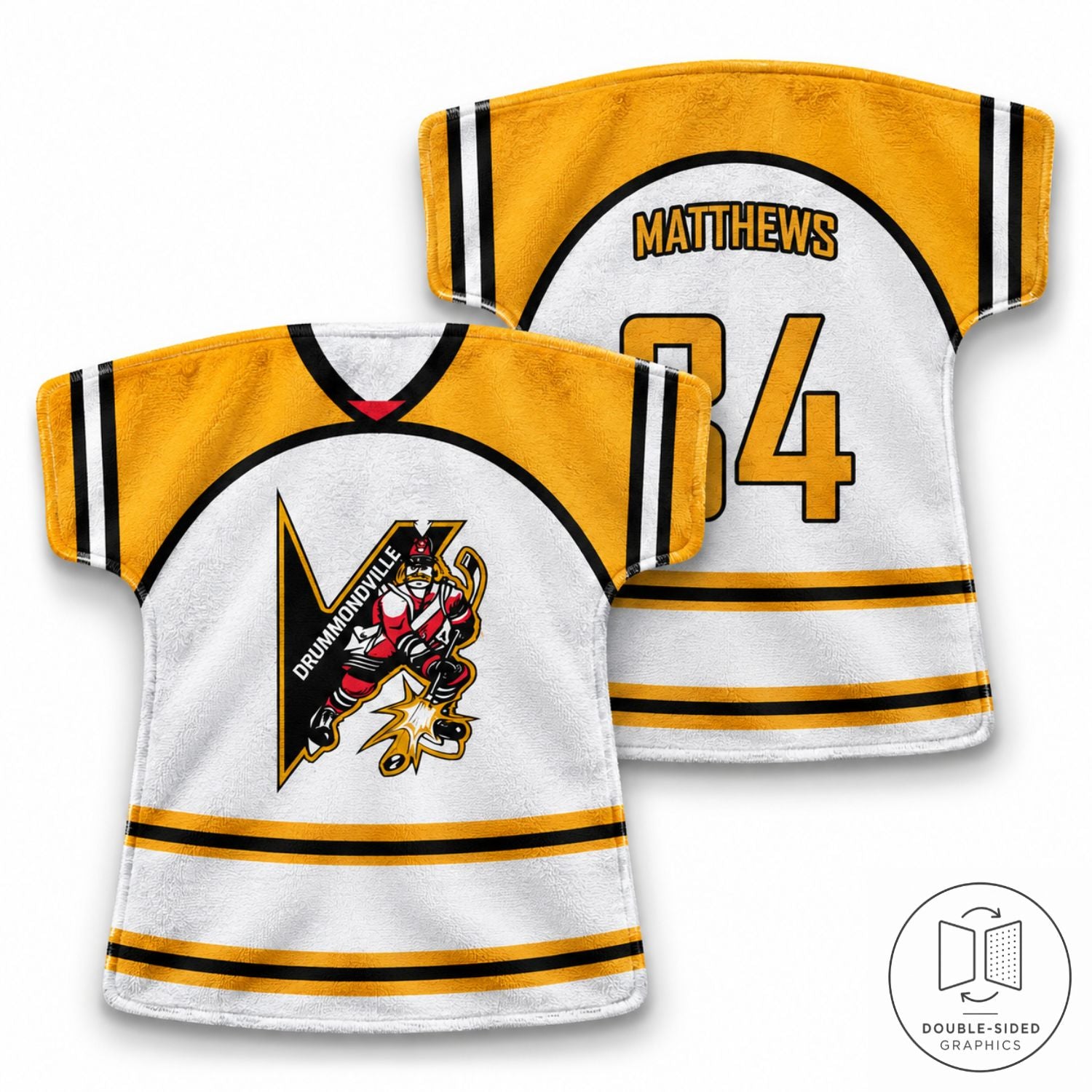 SU571-14 - Hockey Jersey Shape Microfiber Dri-Lite Terry Keepsake Towel, 18x17, Sublimated Front and Back