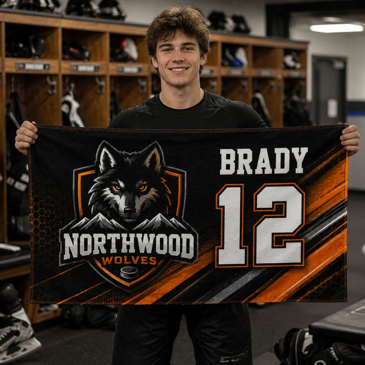 Team Towel in Plush and Soft Velour Terry Cotton Blend, 30x60, Sublimated Shower Towel
