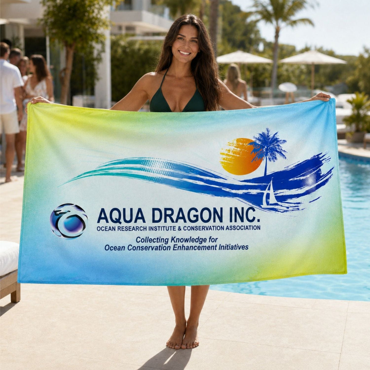 Plush and Soft Velour Terry Cotton Blend Beach Towel, 30x60, Sublimated Graphics Edge to Edge
