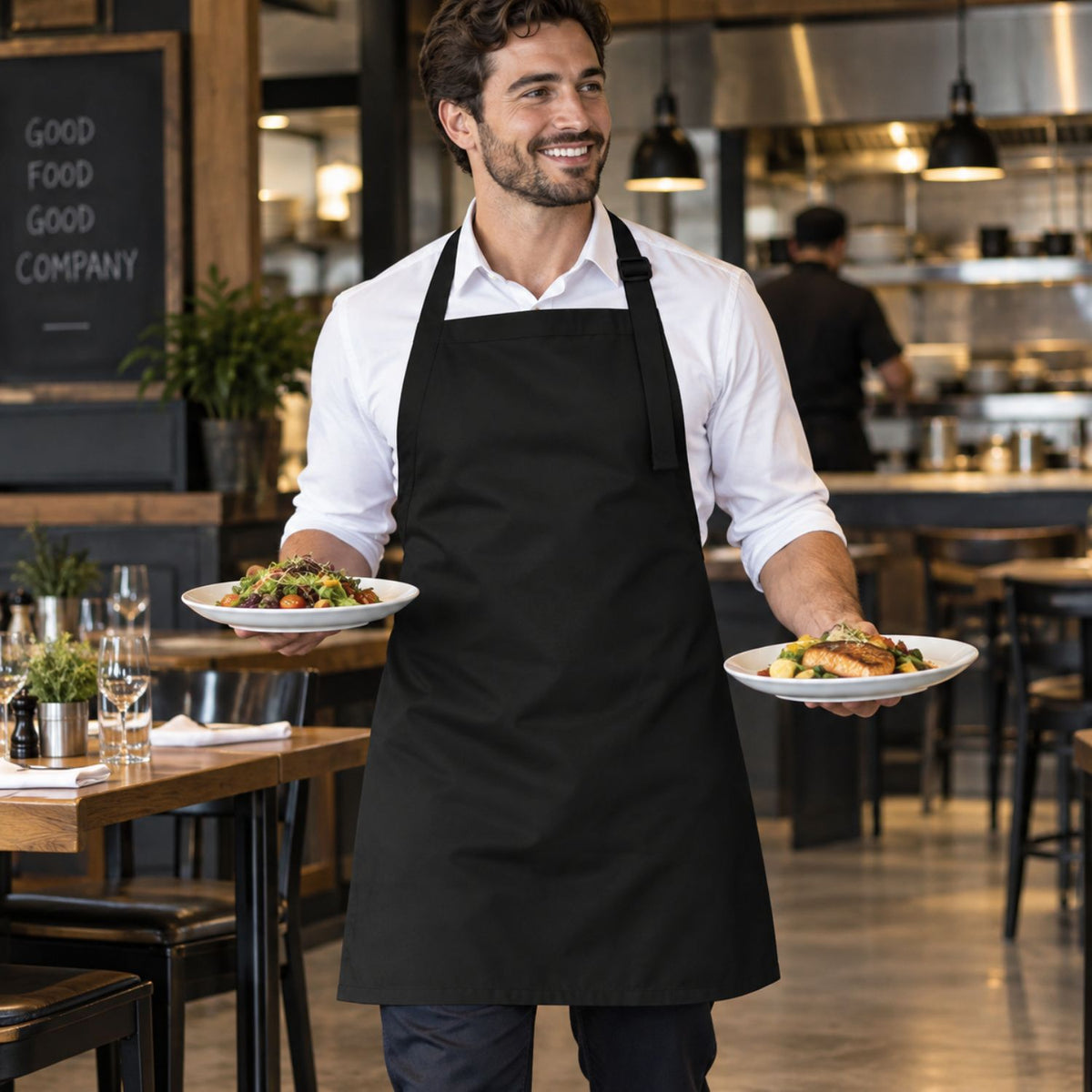 Twill Bib Apron, 25x28, No Pockets, Adjustable Neck, Blank Only, In Stock