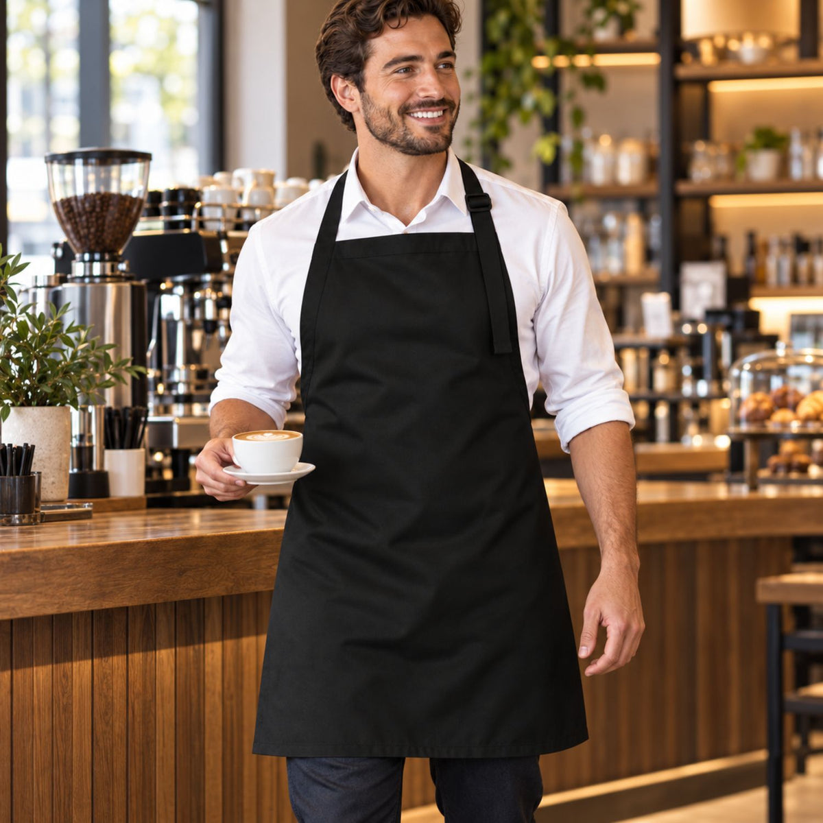 Twill Bib Apron, 25x28, No Pockets, Adjustable Neck, Blank Only, In Stock