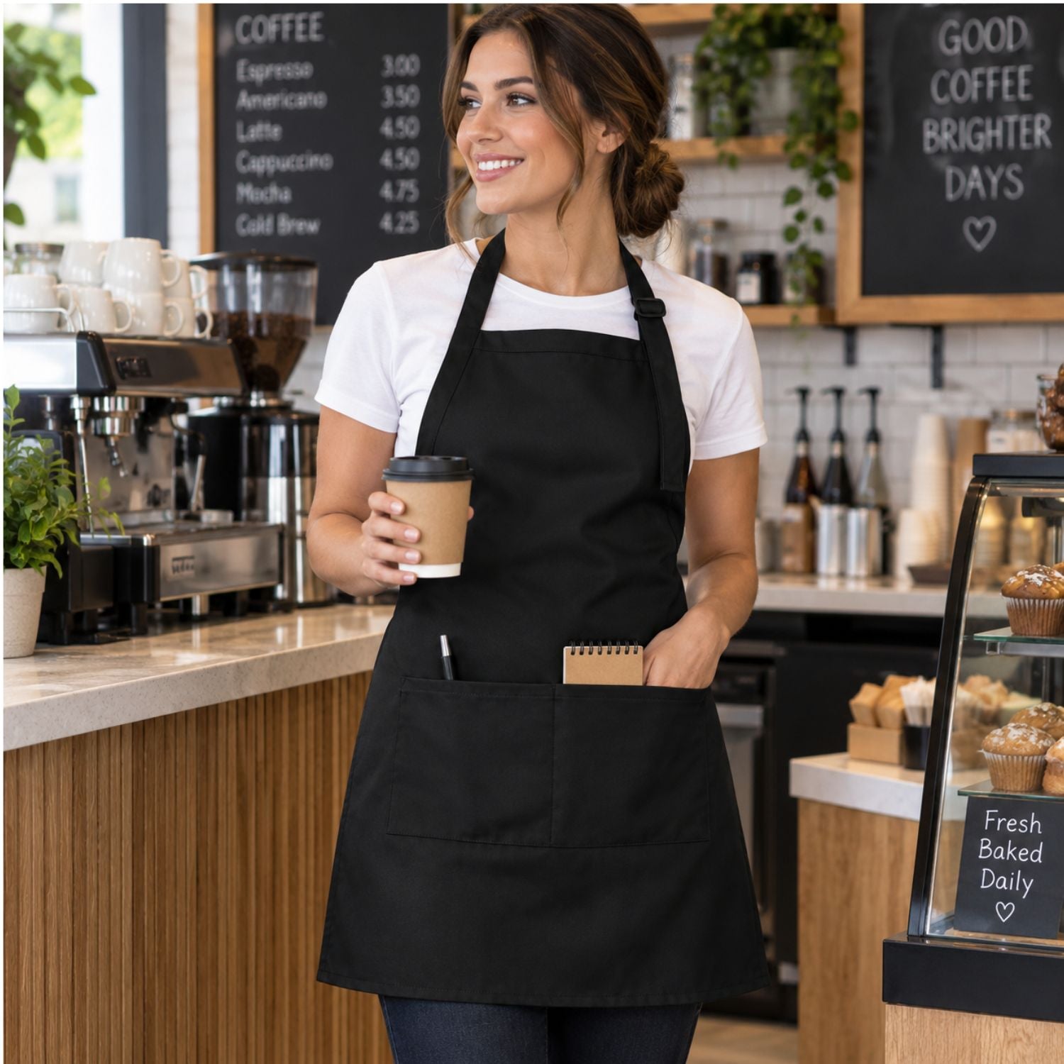 Twill Bib Apron, 25x28, 2 Pockets, Adjustable Neck, Blank Only