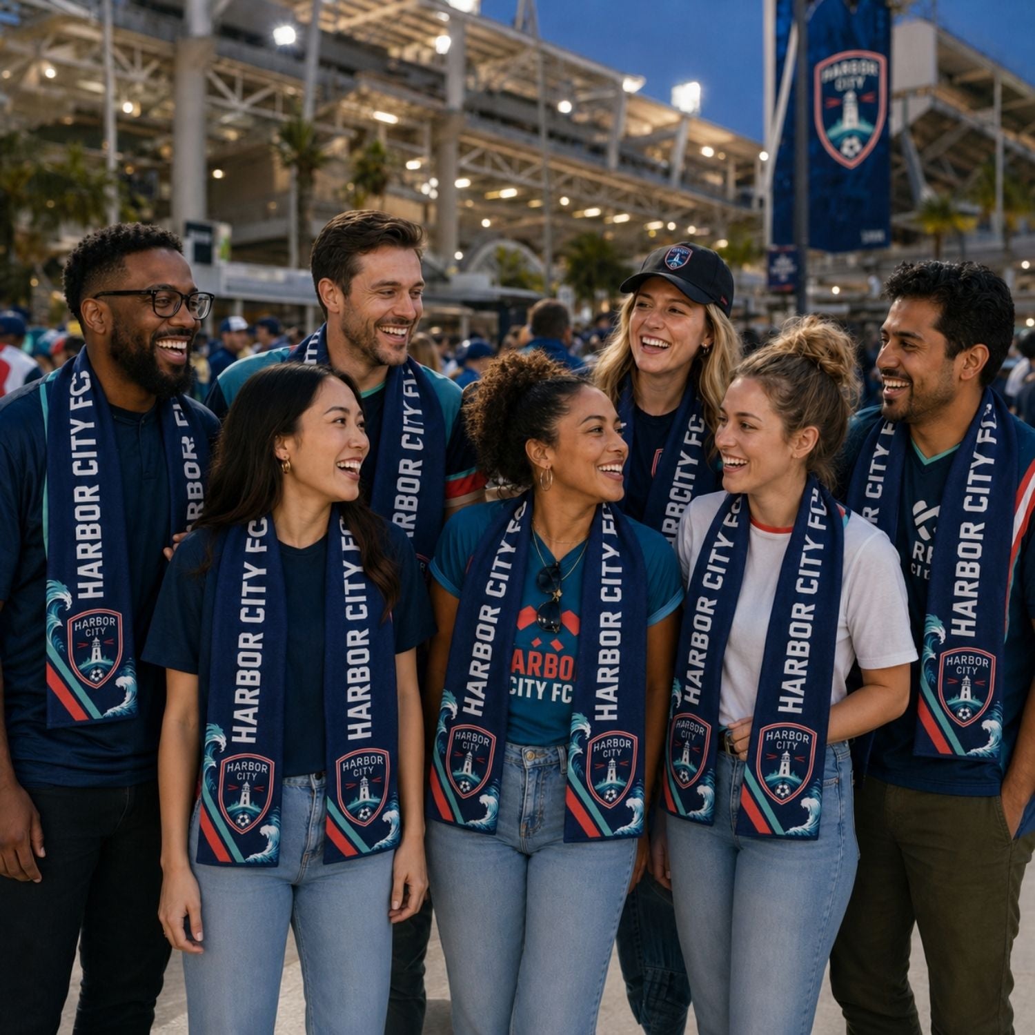 Sublimated Soccer Football Stadium Scarves, 6x60, Sublimated edge to edge 2 sides (Made in Canada)