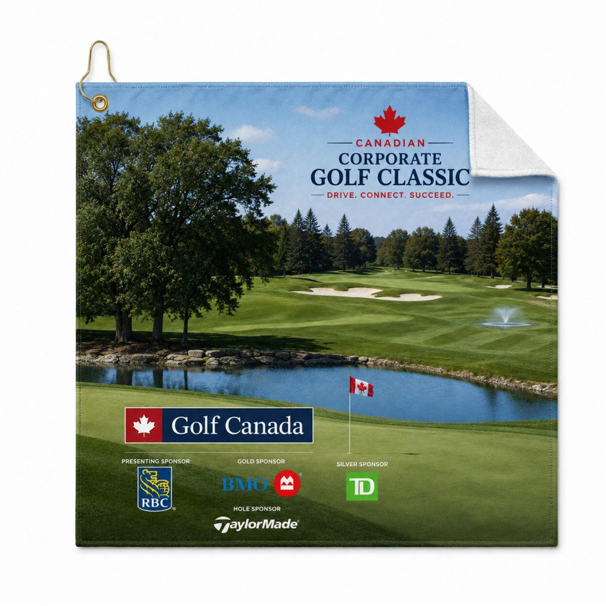 Colored Microfiber Dri-Lite Terry Golf Towel, Finished size 15x15, Nofold Grommet & Hook, Sublimated