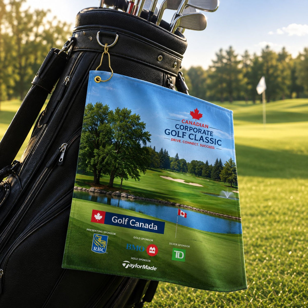 Colored Microfiber Dri-Lite Terry Golf Towel, Finished size 15x15, Nofold Grommet & Hook, Sublimated