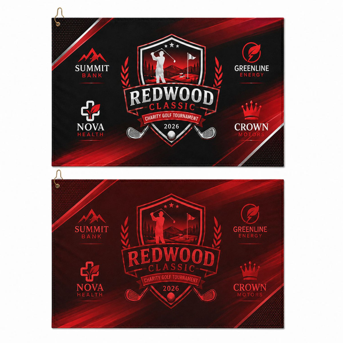 Colored Microfiber Dri-Lite Terry Golf Towel, 15x25, Nofold Grommet & Hook, Sublimated 2 sides