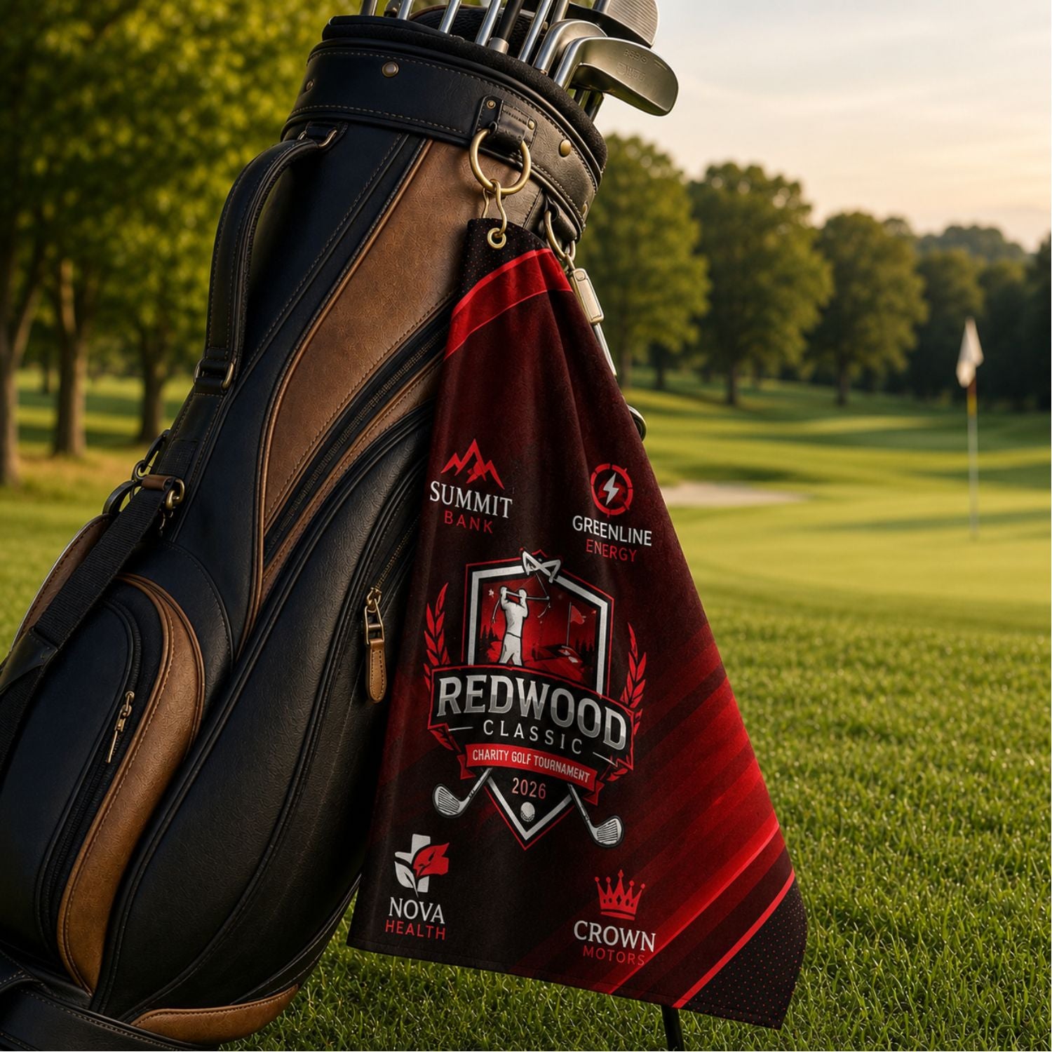 Colored Microfiber Dri-Lite Terry Golf Towel, 15x25, Nofold Grommet & Hook, Sublimated 2 sides