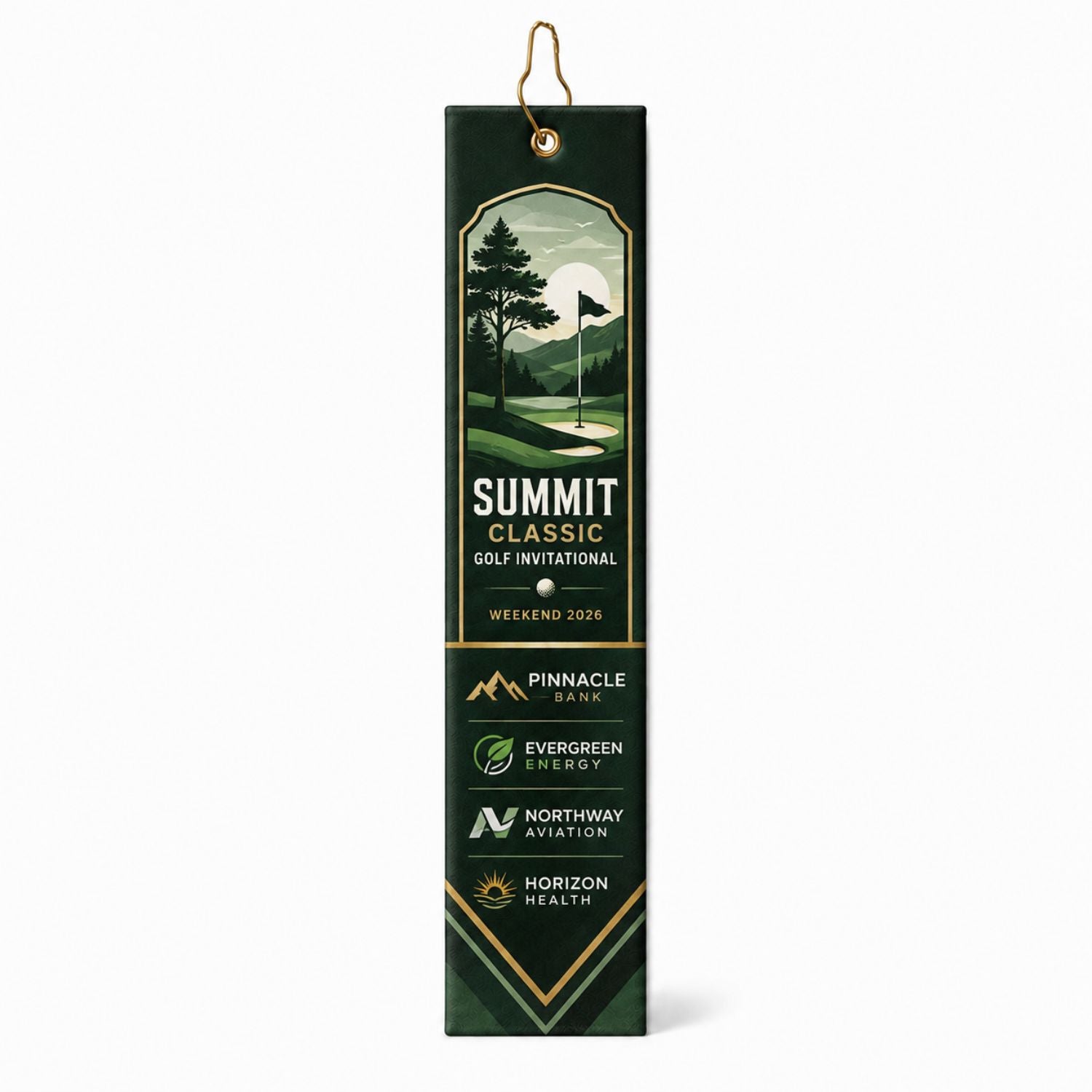 Colored Microfiber Dri-lite Terry Golf Towel, Trifold Grommet and Hook, Finish size 6x25, Sublimated