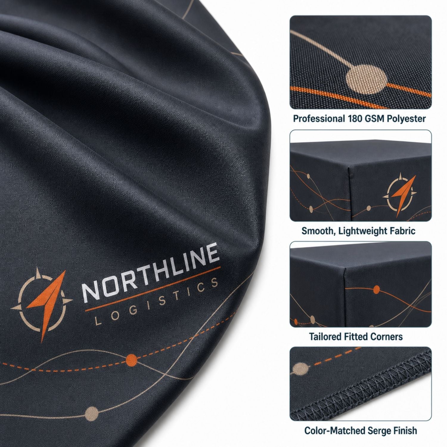 Sublimated Box Style Fitted Tablecloth for 8' Table, 4 sided, Closed back