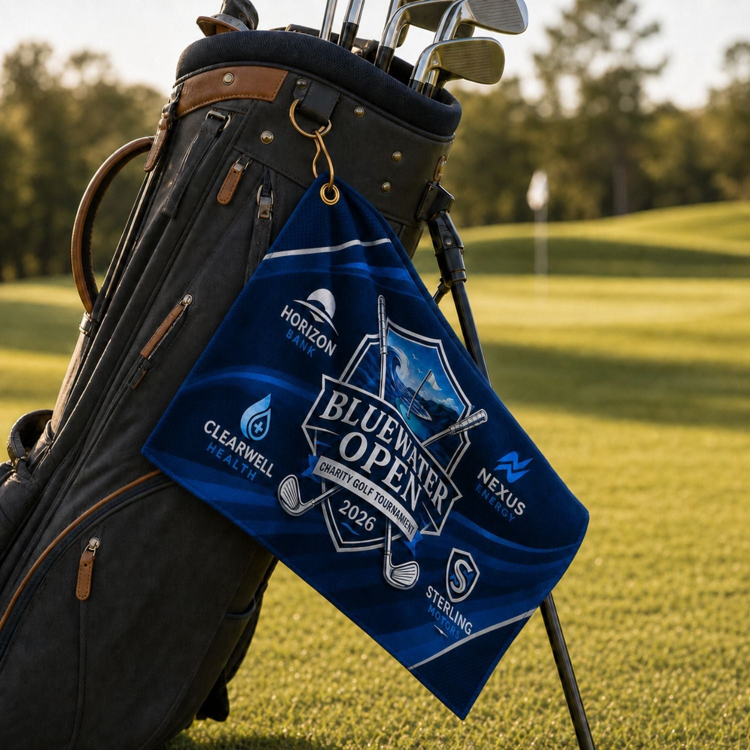Colored Velour Terry Cotton Blend Golf Towel, Finished size 12x18, Nofold Grommet Hook, Sublimated