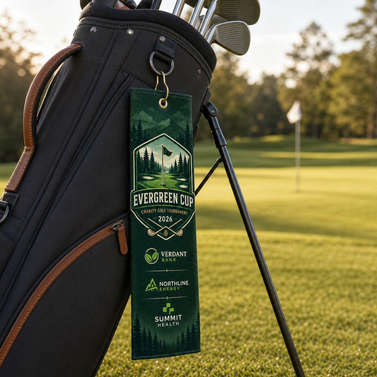 Plush Velour Terry Cotton blend Golf Towel, Finished size 5x18, Trifold Grommet and Hook, Sublimated