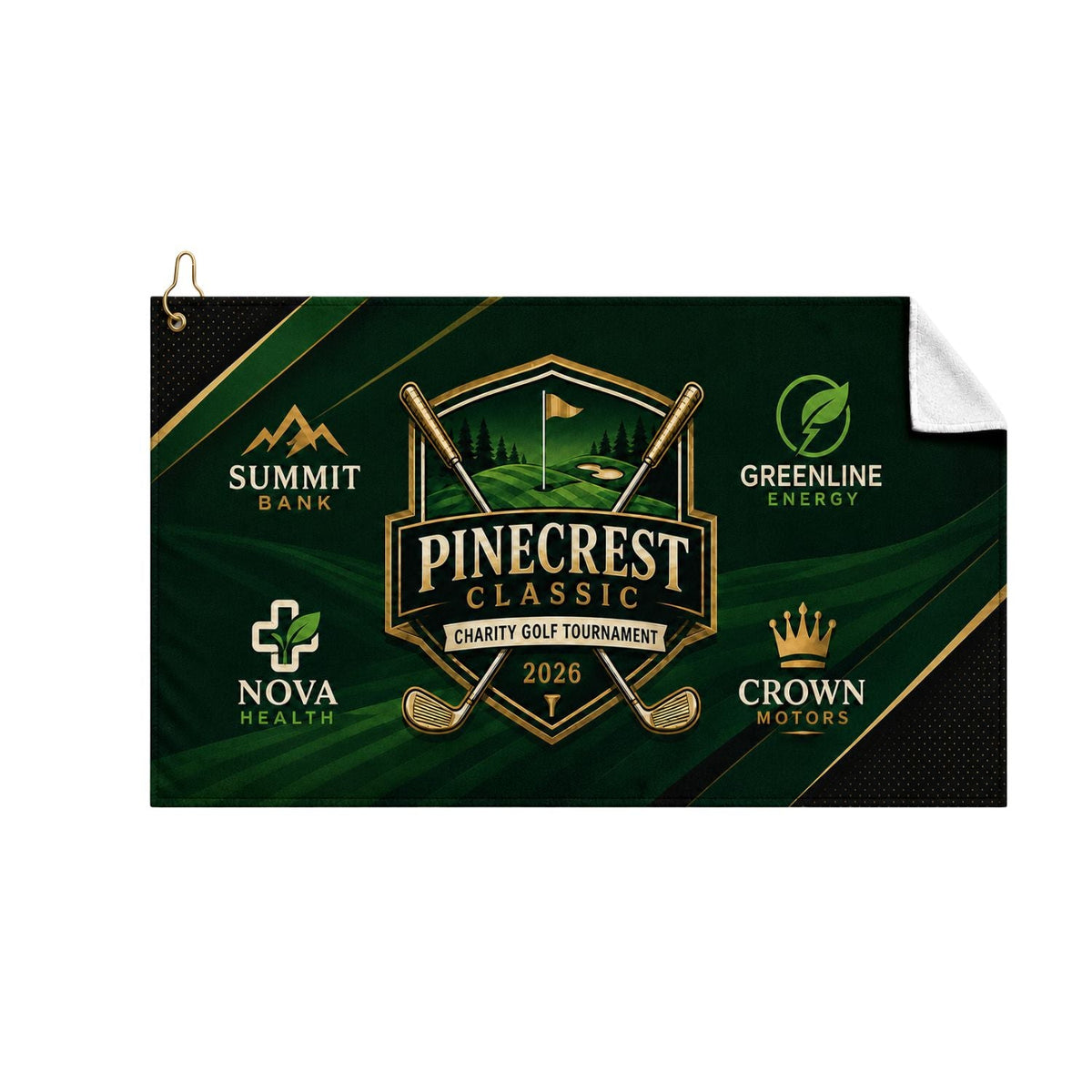 Colored Velour Terry Cotton Blend Golf Towel, Finished size 15x25, Nofold Grommet Hook, Sublimated