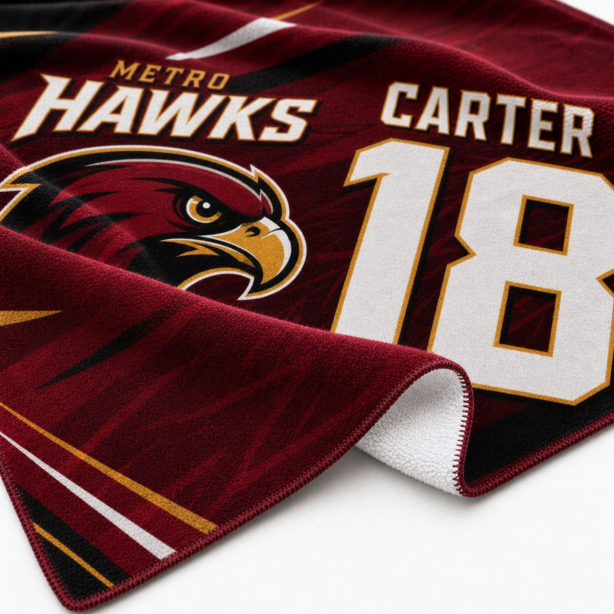 Team Towel in Plush and Soft Velour Terry Cotton Blend, 24x48, Sublimated Bench, Shower Towel