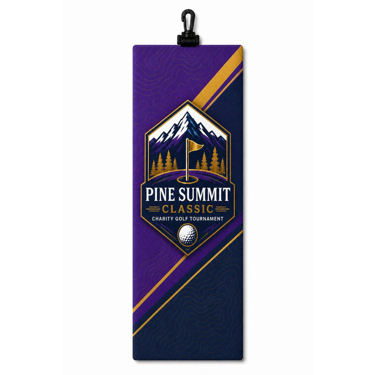 Microfiber Suede Shammy Golf Towel, Finished size 6x15, Trifold with Black Swivel Hook, Sublimated