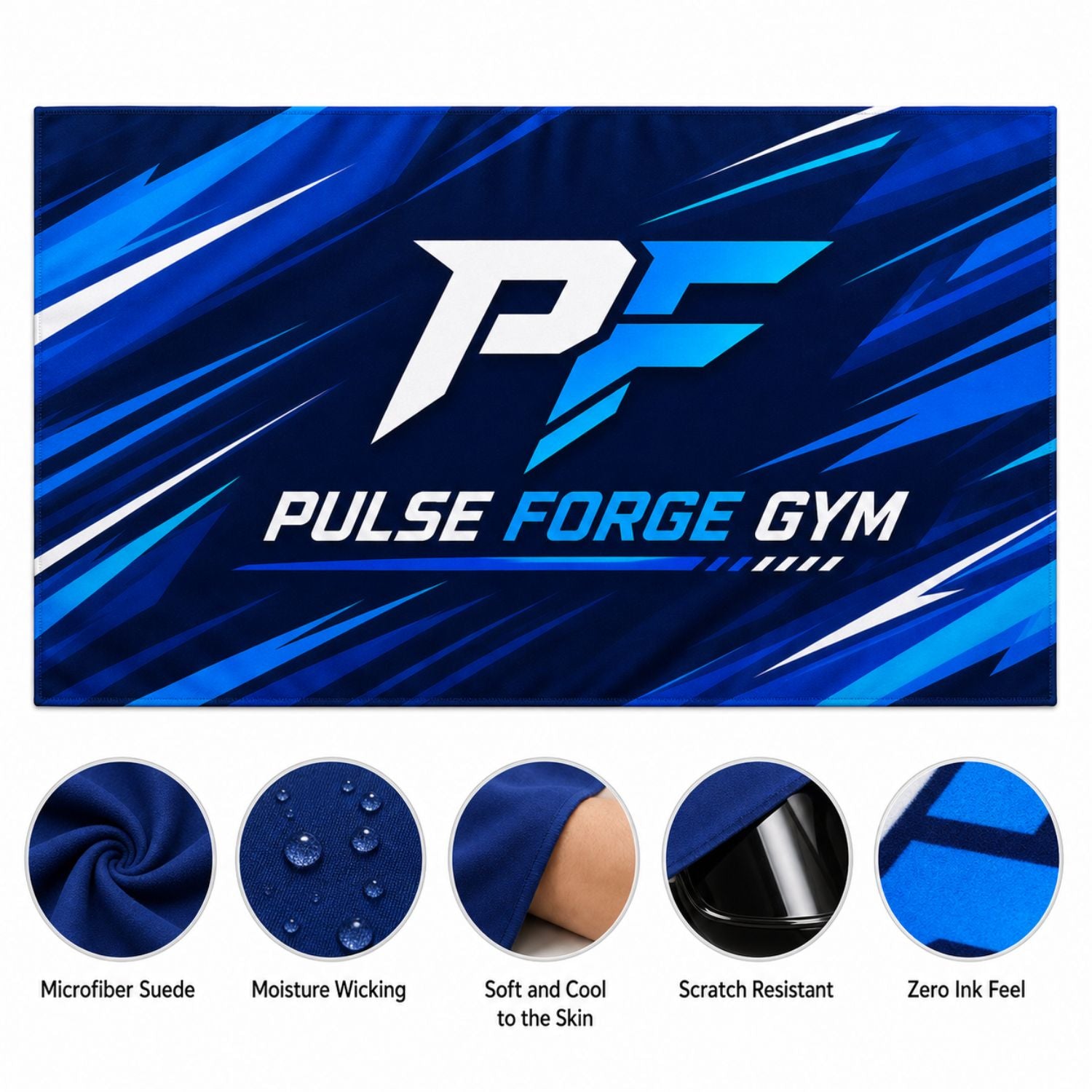 Microfiber Moisture Wicking, Cooling, Sports Suede Towel, 12x18, Sublimated Edge to Edge