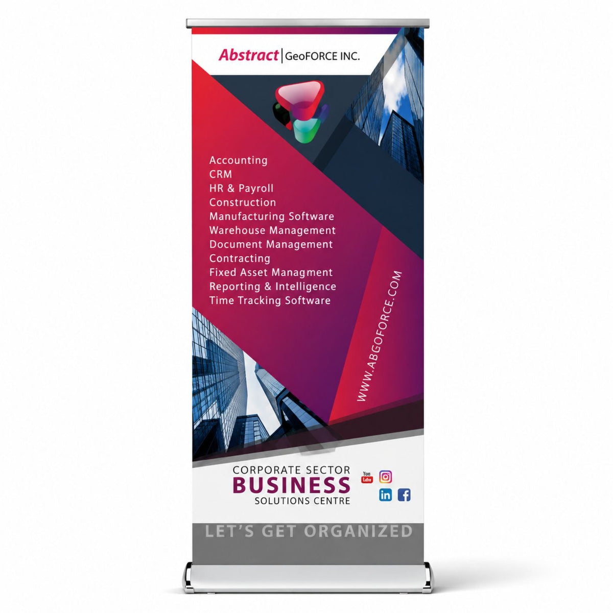 Deluxe Wide Base Retractable Pull Up Banner with Graphics, Stand and Bag, 33.5x79