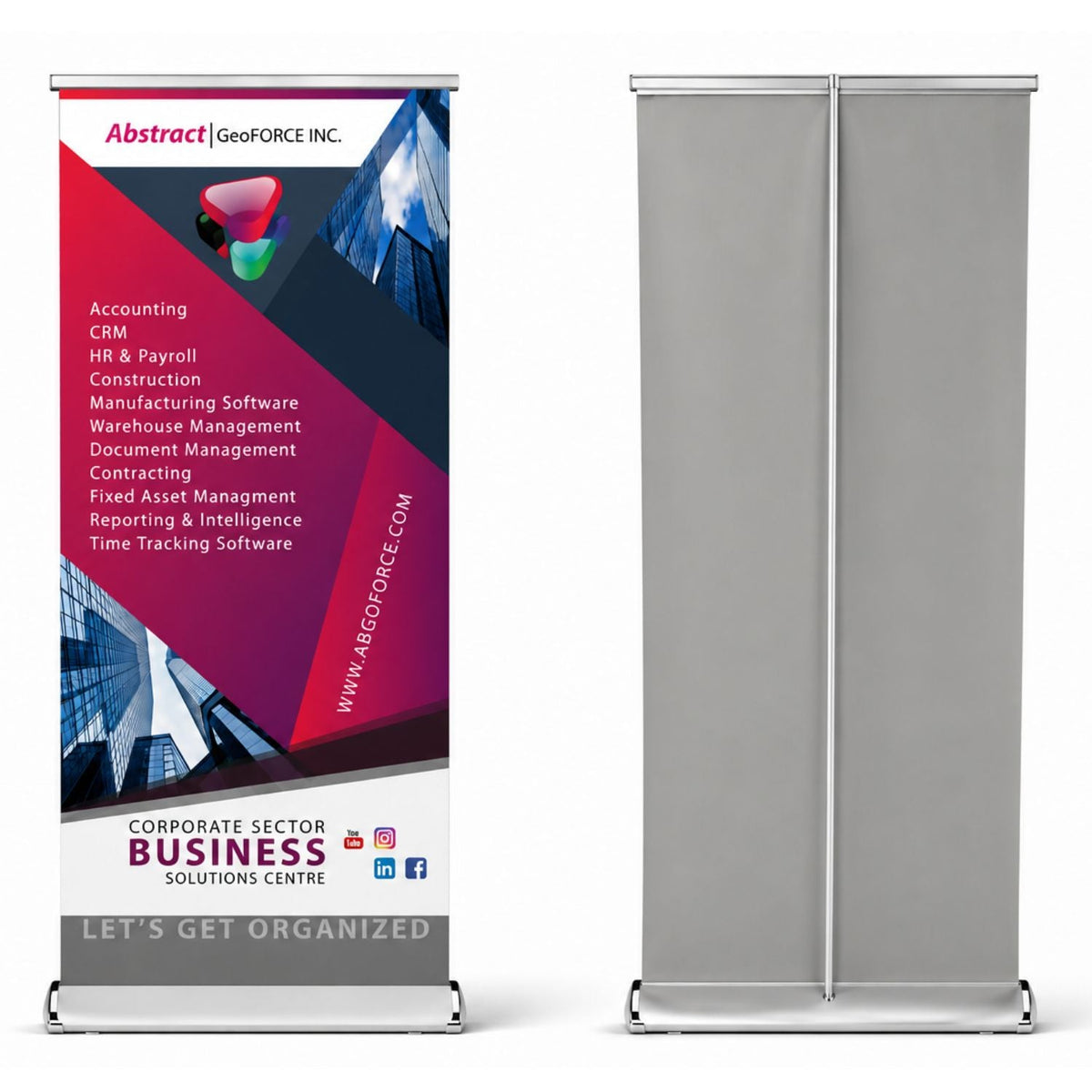Deluxe Wide Base Retractable Pull Up Banner with Graphics, Stand and Bag, 33.5x79