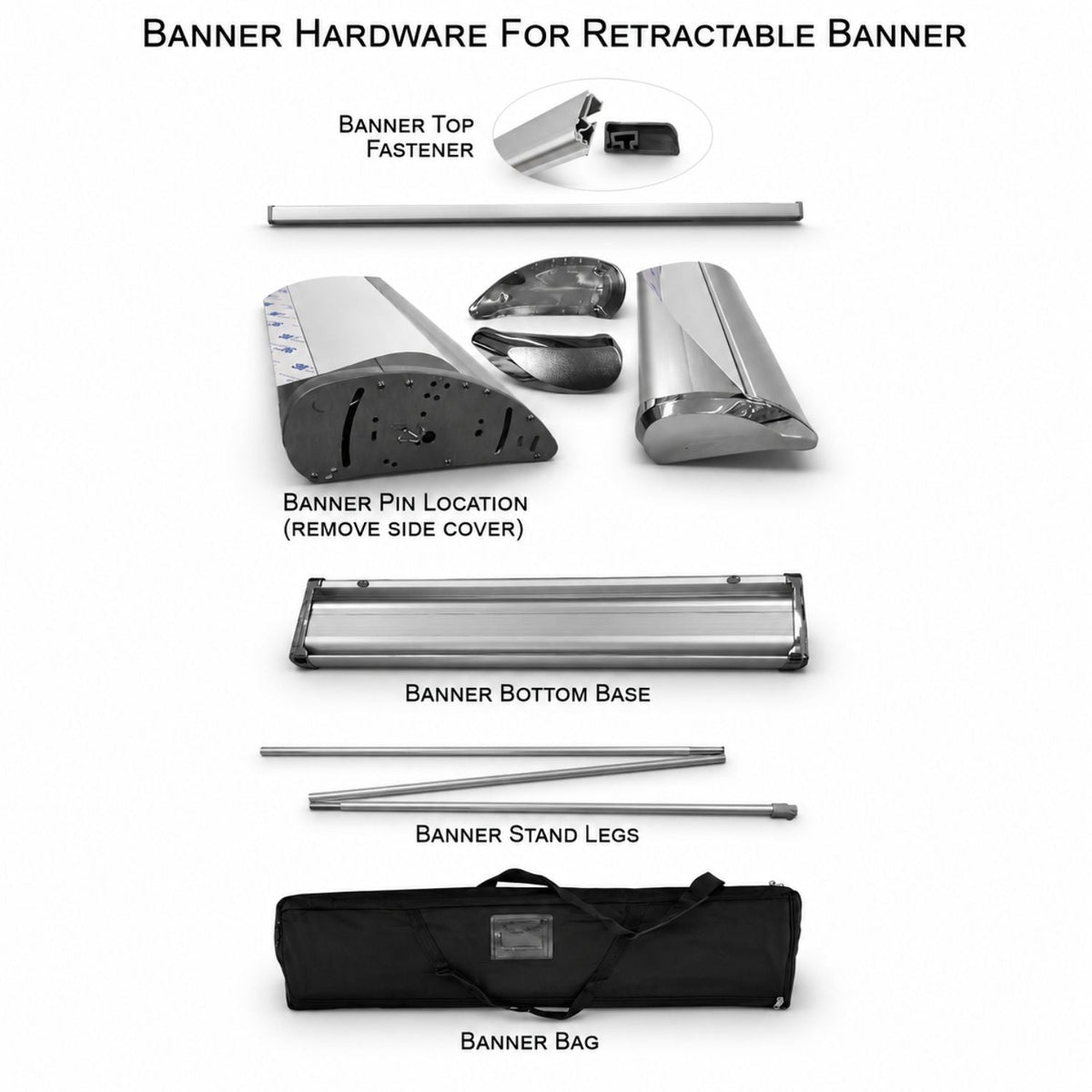 Sublimated Heavy Fabric Deluxe Wide Base Retractable Pull Up Banner, Stand and Bag, 33.5x79