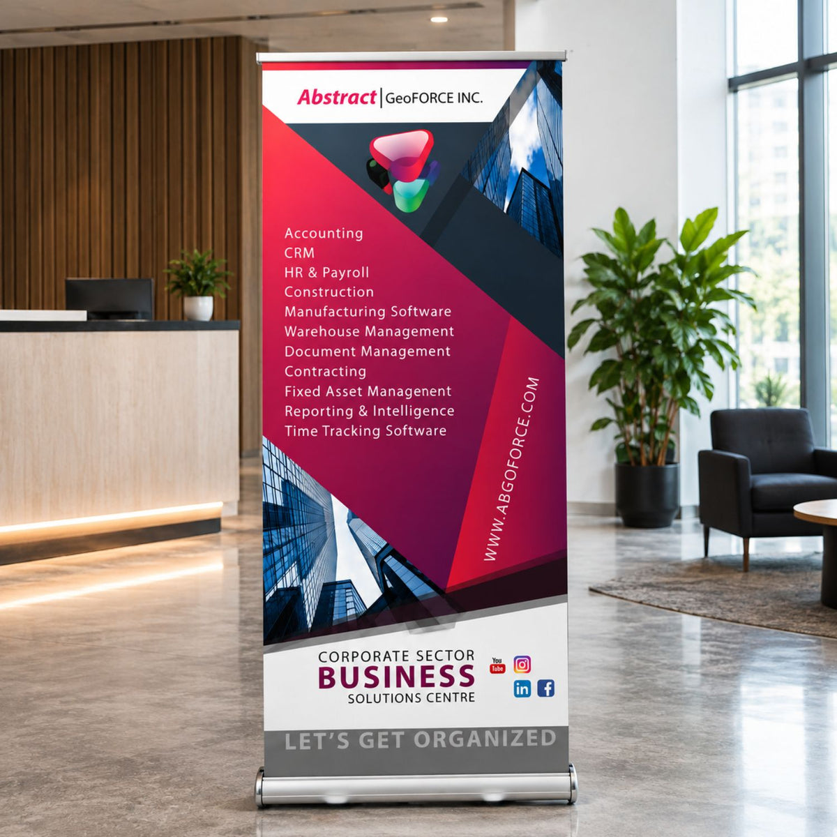Deluxe Wide Base Retractable Pull Up Banner with Graphics, Stand and Bag, 33.5x79