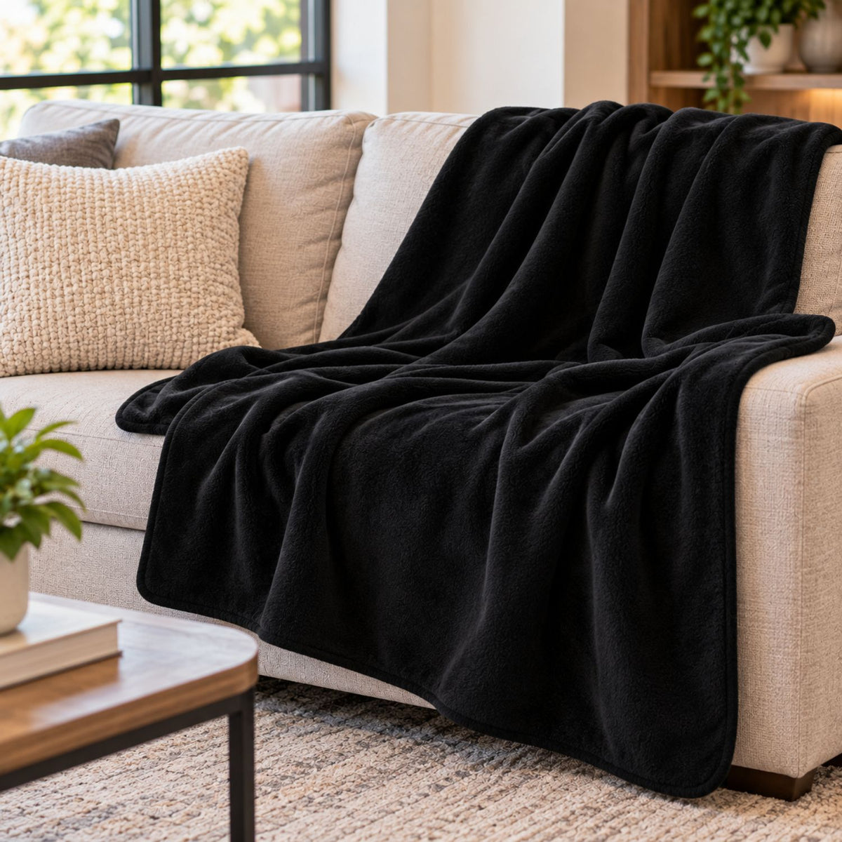 Fleece Blanket, 50 x 60, Black, Blank Only
