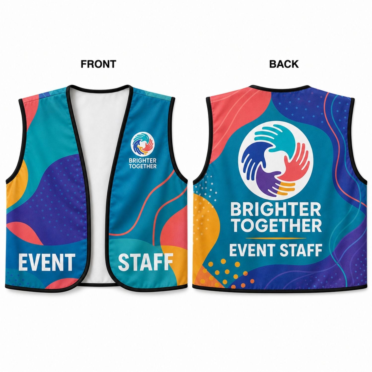 Domestic Made Poplin Vest, Fully Sublimated front and back, Uniform, Volunteer, Safety Vest