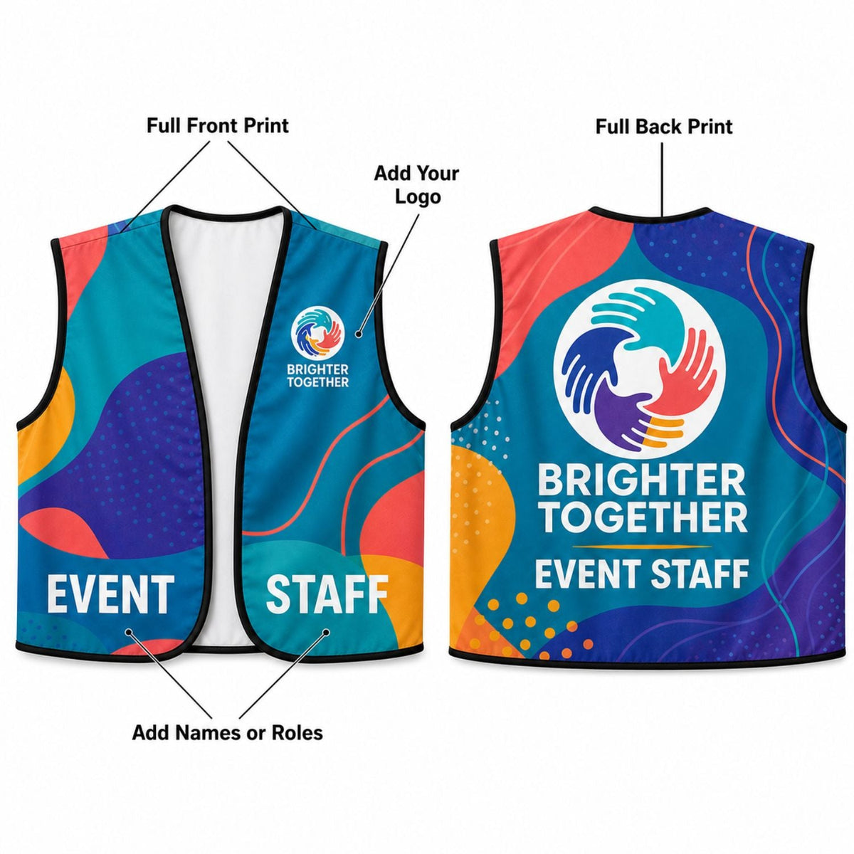 Domestic Made Poplin Vest, Fully Sublimated front and back, Uniform, Volunteer, Safety Vest