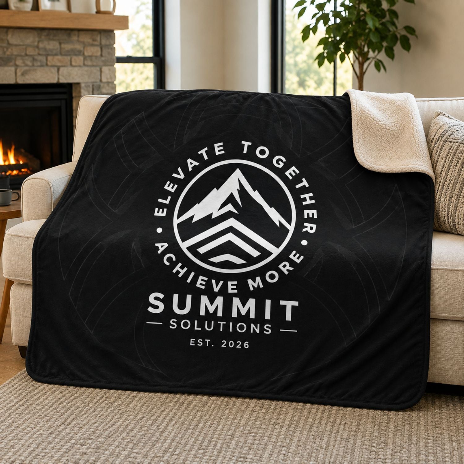 Sherpa Faux Wool Lined Micro Mink Throw, 60x80, Sublimated Edge to Edge 1 side
