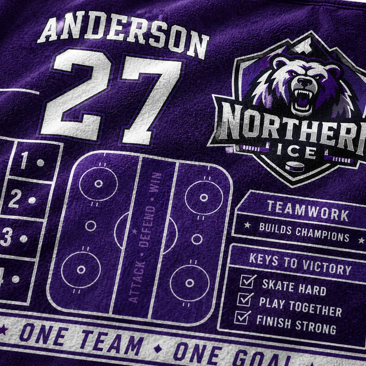 Team Blanket in Plush and cozy Mink Flannel Fleece, 50x60, Couch size, Sublimated edge to edge
