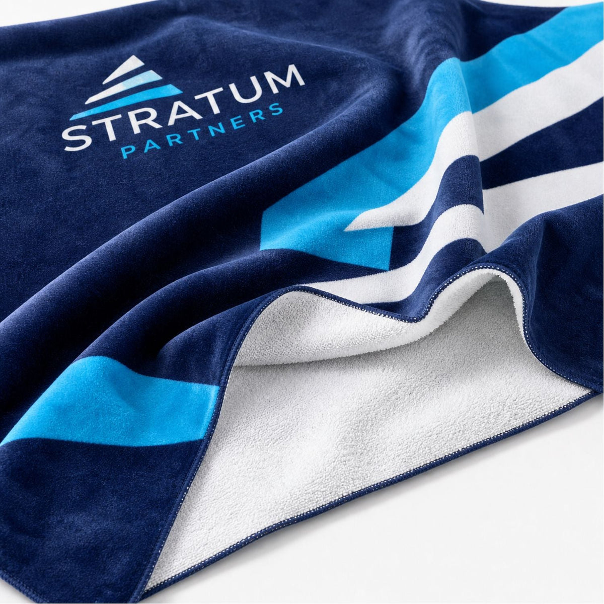 Heavier Weight, Plush Velour Terry Cotton Blend Beach Towel, 30x60, Sublimated Logo Edge to Edge