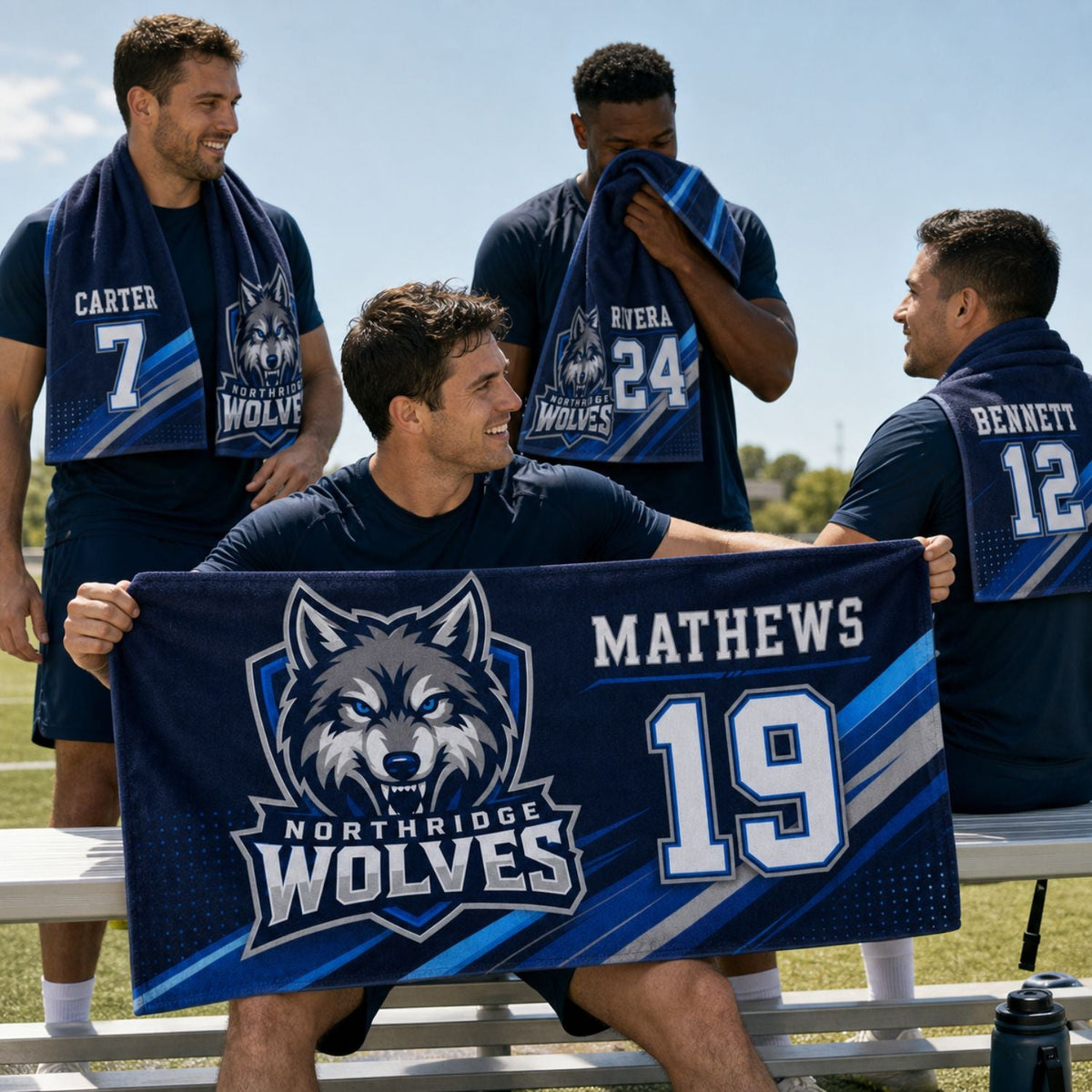 Team Towel in HEAVIER Plush and Soft Velour Terry Cotton Blend, 30x60, Sublimated Shower Towel