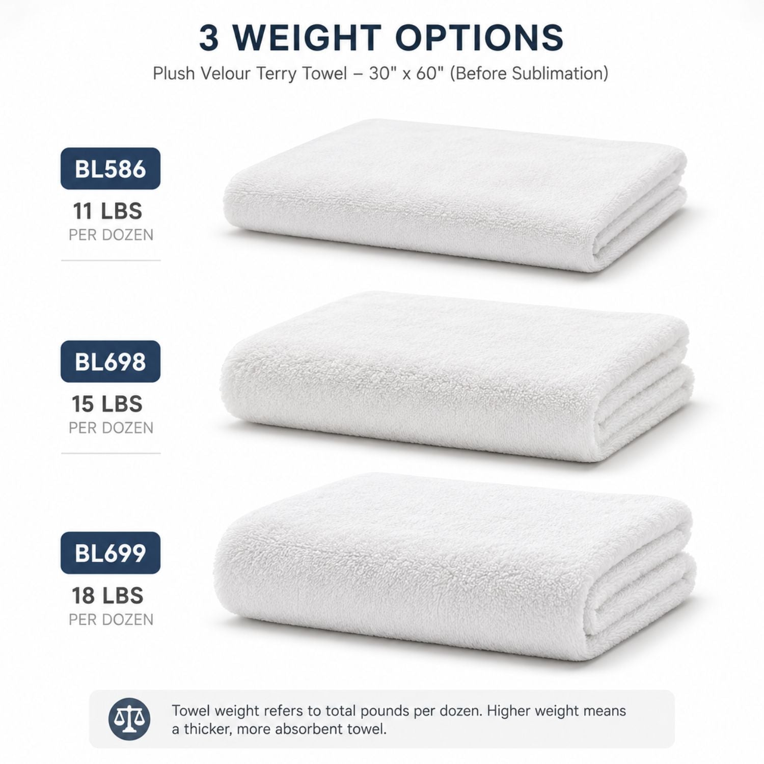 Heavier Weight, Plush Velour Terry Cotton Blend Beach Towel, 30x60, Sublimated Logo Edge to Edge