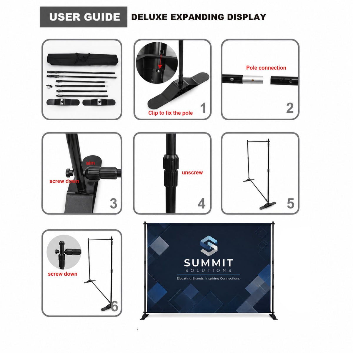 8' Exhibitor Expanding Display Kit, Media Wall, Backdrop, Superior Block Out Fabric
