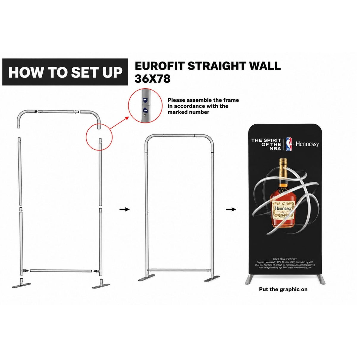 3'W x 78"H EuroFit Banner Hardware Only, Frame and Carry Case. Graphics are not included