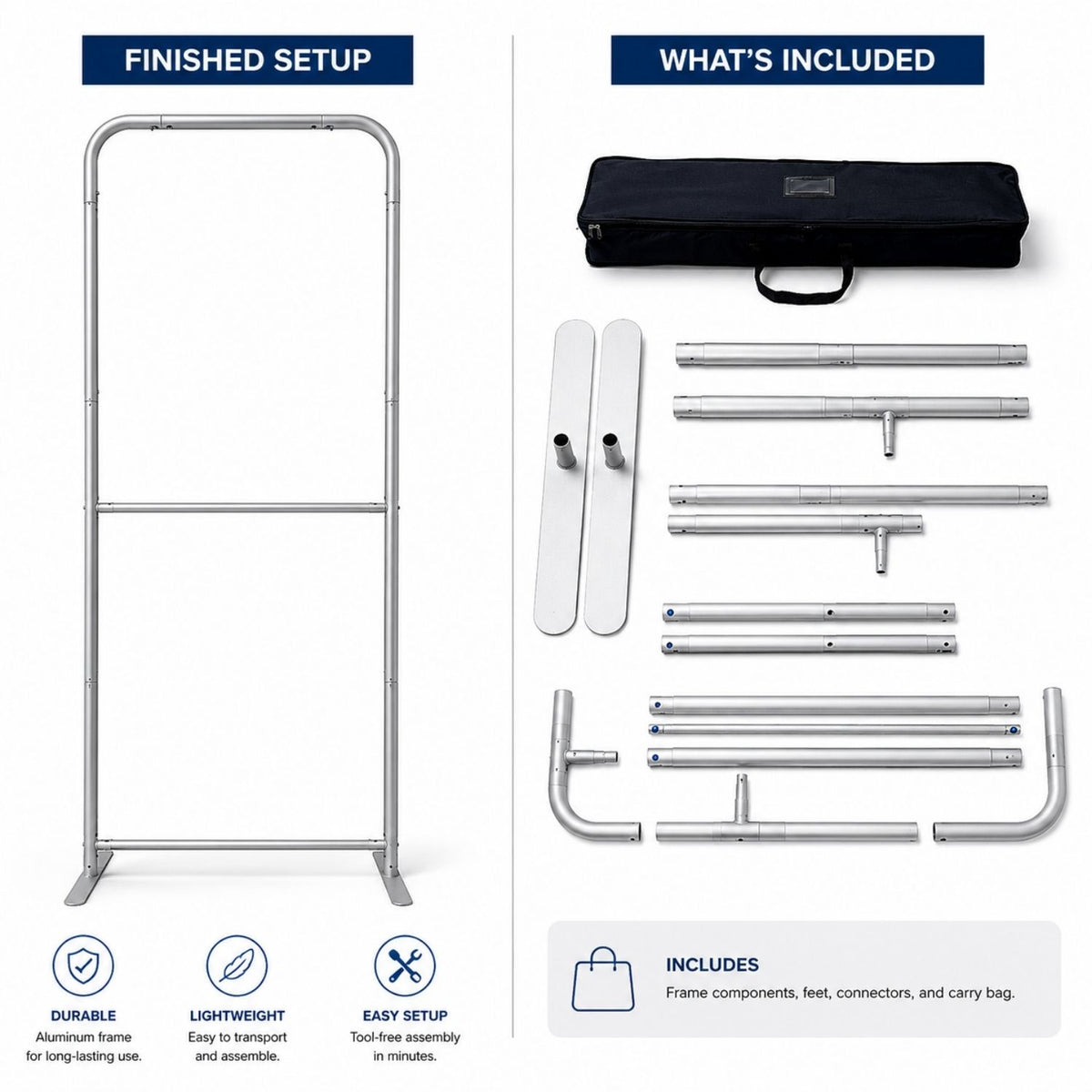 3'W x 96"H EuroFit Banner Hardware Only, Frame and Carry Case. Graphics are not included