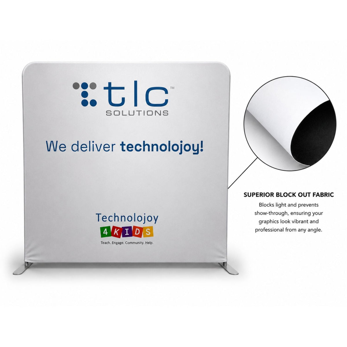 8'W x 8'H EuroFit Tension Fabric Straight Wall Kit, Double Sided Graphics, Superior Block out Fabric