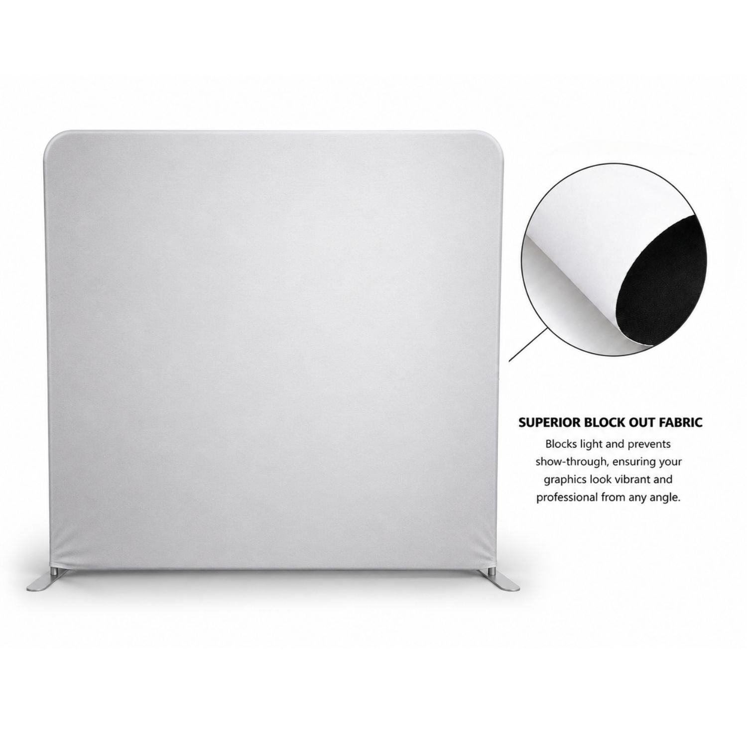 8'W x 8'H EuroFit Tension Fabric Straight Wall Kit, Double Sided Graphics, Superior Block out Fabric